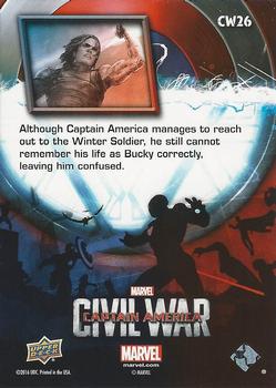2016 Upper Deck Captain America Civil War (Walmart) #CW26 (Winter Soldier) Although Captain America manages to reach out to Back