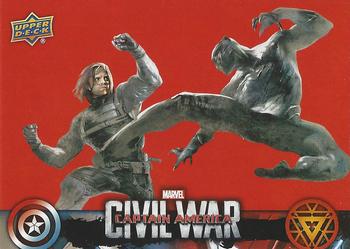 2016 Upper Deck Captain America Civil War (Walmart) #CW37 (Winter Soldier vs. Black Panther) Even the retired and hidden players join the fight Front
