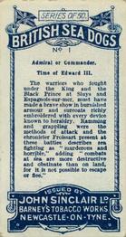 1926 Sinclair British Sea Dogs #1 Commander, Time of Edward III Back