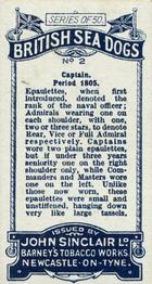 1926 Sinclair British Sea Dogs #2 Captain, Period 1805 Back