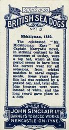 1926 Sinclair British Sea Dogs #13 Midshipman of the Year 1830 Back