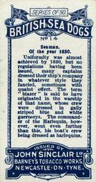 1926 Sinclair British Sea Dogs #14 Seaman of the Year 1830 Back