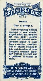 1926 Sinclair British Sea Dogs #15 Seaman, Time of George I Back