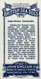 1926 Sinclair British Sea Dogs #19 Anglo-Roman Commander Back