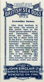 1926 Sinclair British Sea Dogs #28 Cromwellian Seaman Back