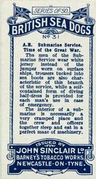 1926 Sinclair British Sea Dogs #31 Seaman of the Submarine Service Back