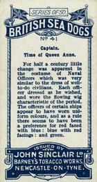 1926 Sinclair British Sea Dogs #41 Captain, Time of Queen Anne Back