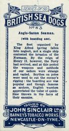 1926 Sinclair British Sea Dogs #43 Anglo-Saxon Seaman Back