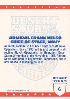 1991 Topps Desert Storm (UK) #6 Admiral Frank Kelso Back