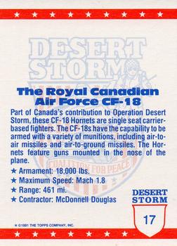 1991 Topps Desert Storm (UK) #17 Canadian Air Force CF-18 Back