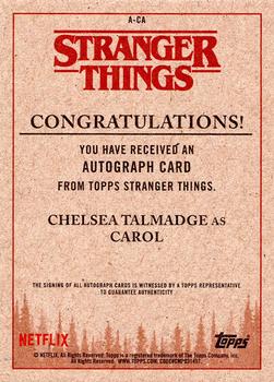 2018 Topps Stranger Things - Autographs #A-CA Chelsea Talmadge Back
