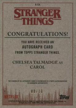 2018 Topps Stranger Things - Autographs Blue #A-CA Chelsea Talmadge Back