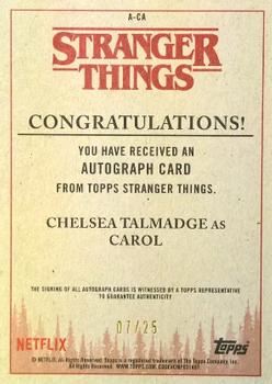 2018 Topps Stranger Things - Autographs Purple #A-CA Chelsea Talmadge Back
