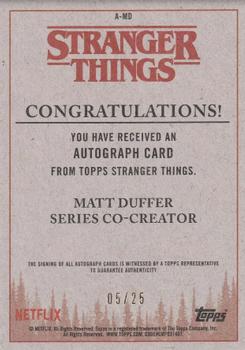2018 Topps Stranger Things - Autographs Purple #A-MD Matt Duffer Back