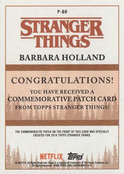 2018 Topps Stranger Things - Commemorative Patch #P-BH Barbara Holland Back