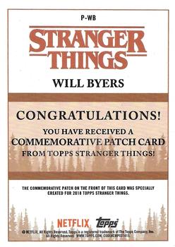 2018 Topps Stranger Things - Commemorative Patch #P-WB Will Byers Back