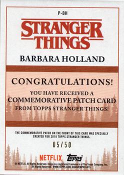 2018 Topps Stranger Things - Commemorative Patch Green #NNO Barbara Holland Back