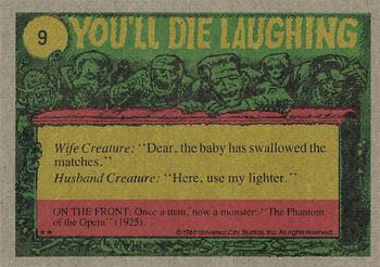 1980 Topps You'll Die Laughing Creature Feature #9 I Zapped the Zits, But They Zapped Me Back! Back