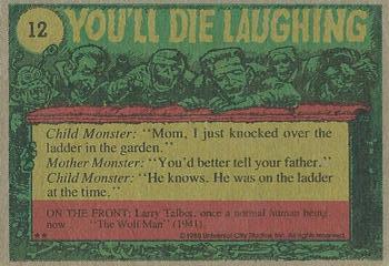1980 Topps You'll Die Laughing Creature Feature #12 Nobody Move, I Dropped a Contact Lens Back
