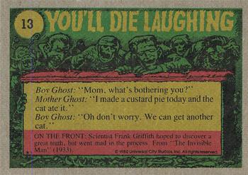 1980 Topps You'll Die Laughing Creature Feature #13 Will You Please Turn Down That Disco Music! Back