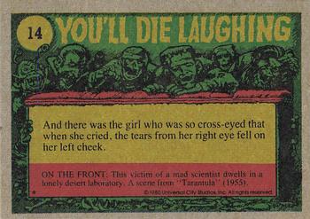 1980 Topps You'll Die Laughing Creature Feature #14 You Oughtta See the Other Guy! Back