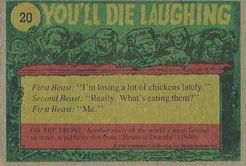 1980 Topps You'll Die Laughing Creature Feature #20 I Misplaced My Nail Polish Again! Back