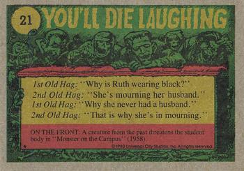 1980 Topps You'll Die Laughing Creature Feature #21 But Why Can't I Get Into Studio 54? Back