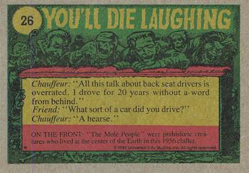 1980 Topps You'll Die Laughing Creature Feature #26 Good Heavens...a Wart! Back