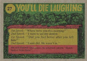 1980 Topps You'll Die Laughing Creature Feature #27 I'll Look Better After My Nose-Job! Back