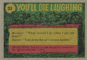 1980 Topps You'll Die Laughing Creature Feature #33 What Do You Mean You Can See Right Through Me? Back