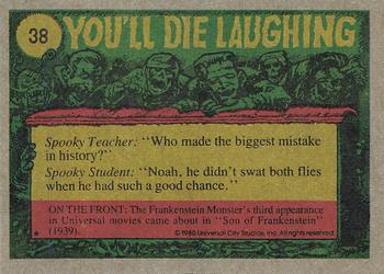 1980 Topps You'll Die Laughing Creature Feature #38 I Ask You...What Becomes a Legend Most? Back