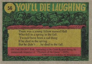 1980 Topps You'll Die Laughing Creature Feature #56 Those Darn Weight-Reducing Pills! Back