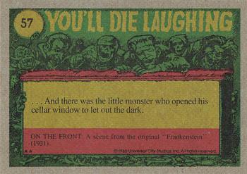 1980 Topps You'll Die Laughing Creature Feature #57 Gosh, I'll Never Find That Fuse Box! Back