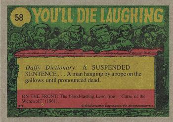 1980 Topps You'll Die Laughing Creature Feature #58 Who Took My Deodorant? Back