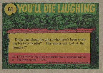 1980 Topps You'll Die Laughing Creature Feature #61 I Love to Play In the Sandbox! Back