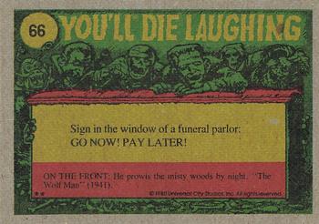 1980 Topps You'll Die Laughing Creature Feature #66 I Wonder If She Noticed My Dandruff? Back