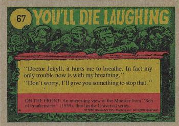 1980 Topps You'll Die Laughing Creature Feature #67 Will Somebody Tell Me a Scary Story! Back