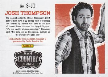 2014 Panini Country Music - Signatures #S-JT Josh Thompson Back