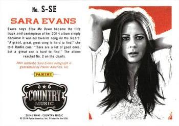 2014 Panini Country Music - Signatures #S-SE Sara Evans Back