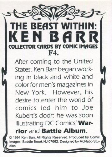 1994 Comic Images Ken Barr the Beast Within - Foil #F4 After coming to the United States, Back
