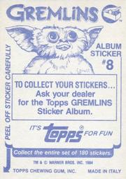 1984 Topps Gremlins Stickers #8 Sticker 8 Back