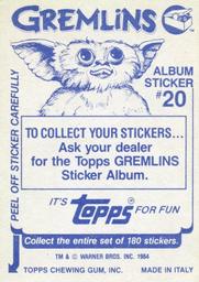 1984 Topps Gremlins Stickers #20 Sticker 20 Back