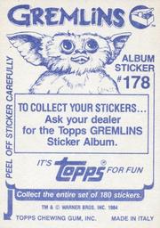 1984 Topps Gremlins Stickers #178 Sticker 178 Back