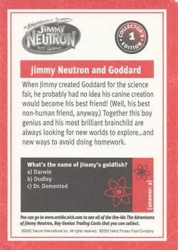 2002 Ore Ida Adventures of Jimmy Neutron Boy Genius #1 Jimmy Neutron and Goddard Back
