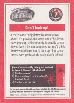 2002 Ore Ida Adventures of Jimmy Neutron Boy Genius #7 Don't look up! Back