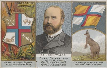 1888 W. Duke, Sons & Co. Rulers, Flags, Coat of Arms (N126) - Triple-folder Design #NNO Australia / Prince of Wales / Kangaroo Front