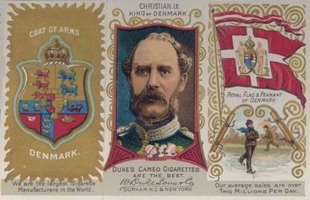 1888 W. Duke, Sons & Co. Rulers, Flags, Coat of Arms (N126) - Triple-folder Design #NNO Denmark Front