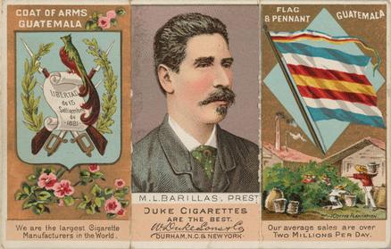 1888 W. Duke, Sons & Co. Rulers, Flags, Coat of Arms (N126) - Triple-folder Design #NNO Guatemala Front