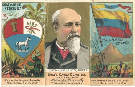 1888 W. Duke, Sons & Co. Rulers, Flags, Coat of Arms (N126) - Triple-folder Design #NNO Venezuela Front