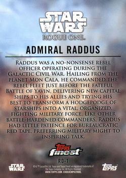 2018 Topps Finest Star Wars - Rogue One: A Star Wars Story #RO-1 Admiral Raddus Back